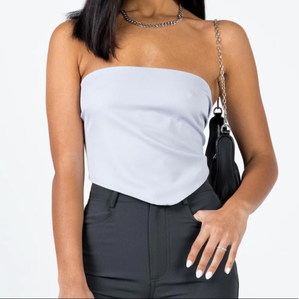 STRAPLESS TOP BLUE